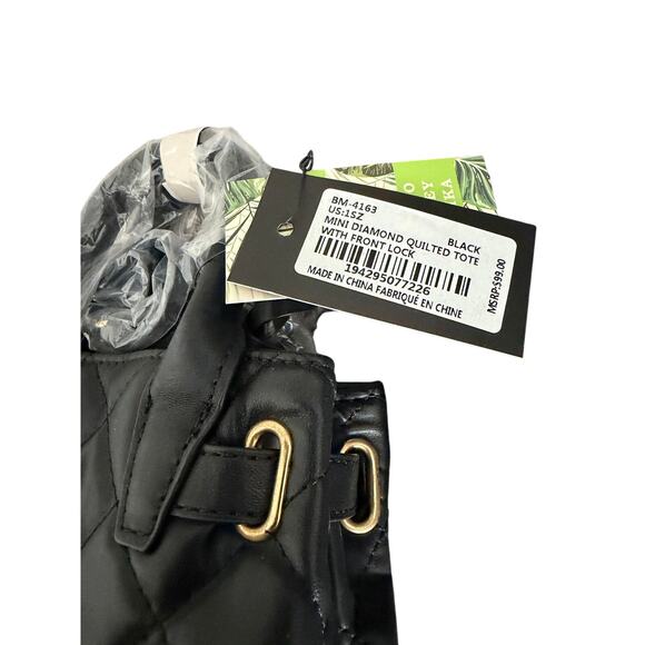 ✨ Badgley Mischka Mini Diamond-Quilted Tote w/ Signature Front Lock ✨ - Picture 3 of 4